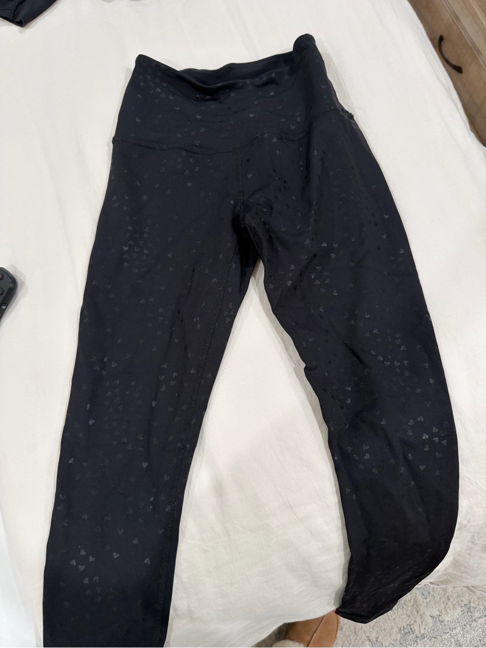Beyond Yoga Black Heart-Print Kids Leggings